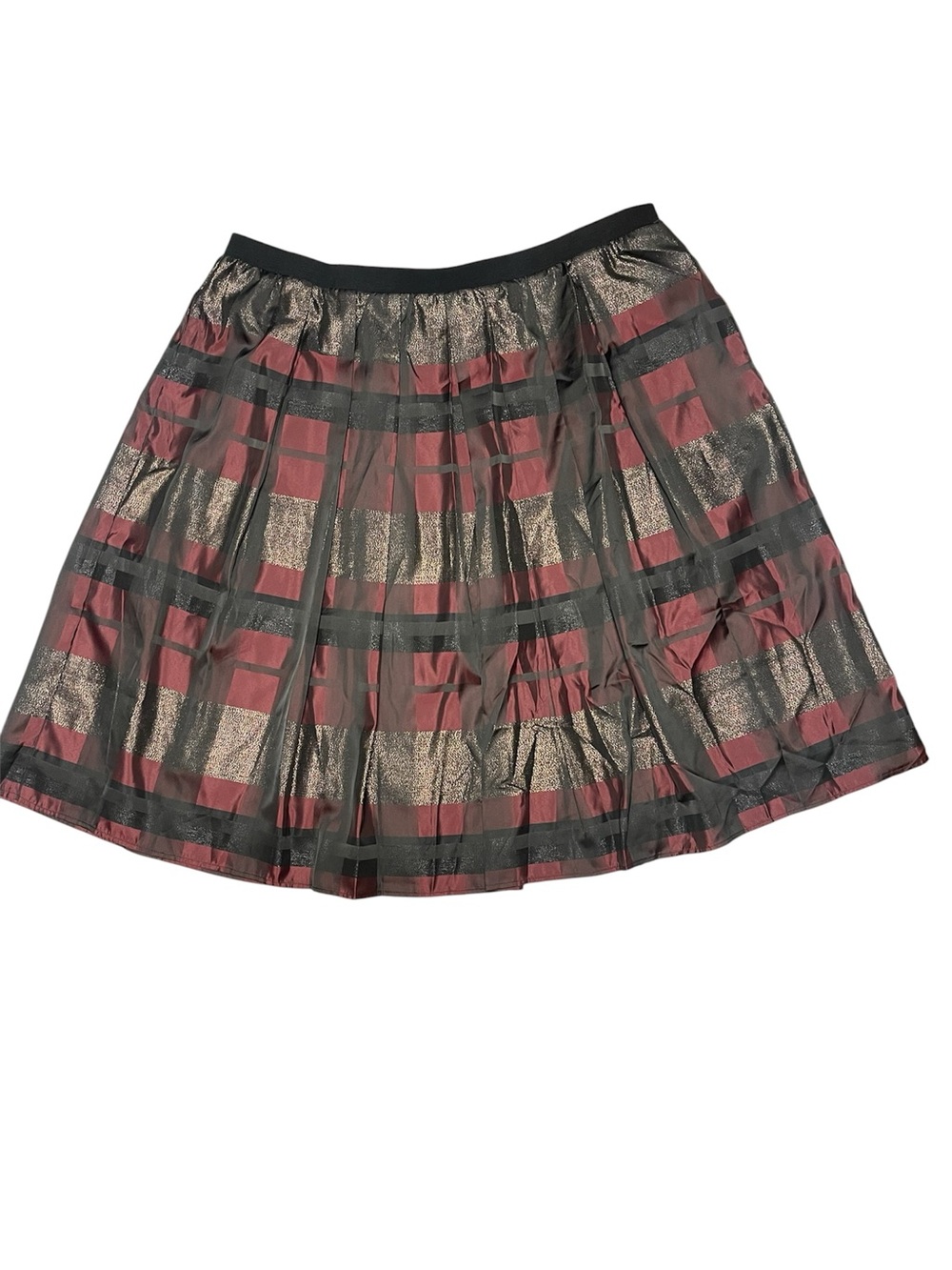 JOAN RIVERS PLEATED PLAID PATTERN SKIRT METALLIC ACCENT WOMEN RED/BLACK SIZE 3XP